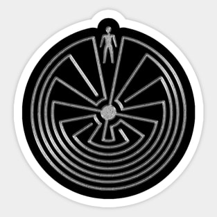 Native American Symbol - Man In The Maze - Silver Sticker